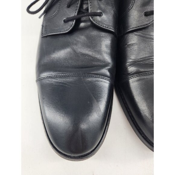 Bostonian Nantucket Dress Shoes Men's 10 W Wide Cap Toe Black Leather Oxford - Picture 4 of 12